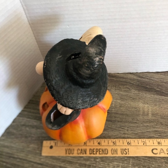 Vtg Halloween Witch and Jack O’Lantern Candle Holder - Picture 3 of 16